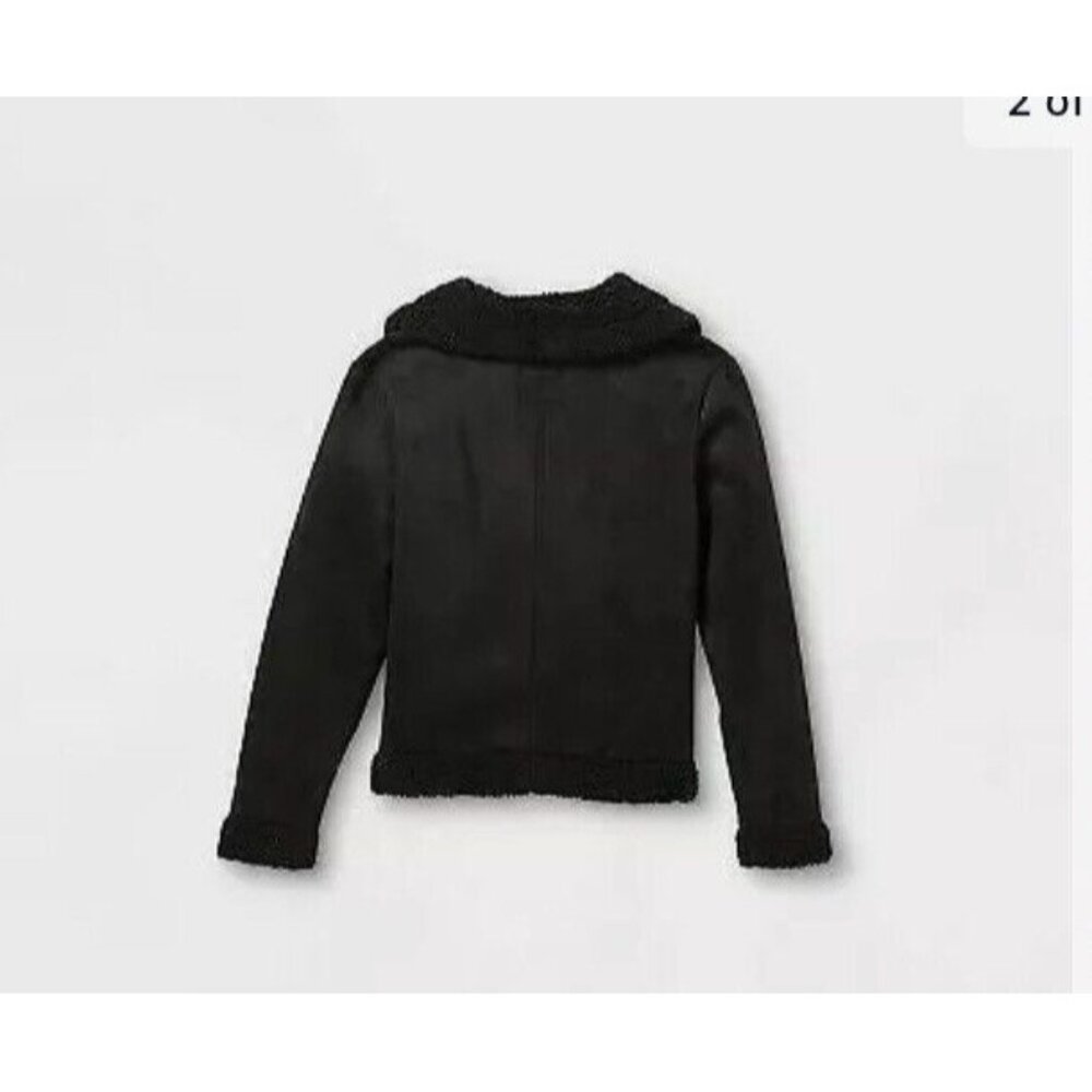 Girls' Sherpa Moto Jacket - art class Black Small (6/6x)Nwt35